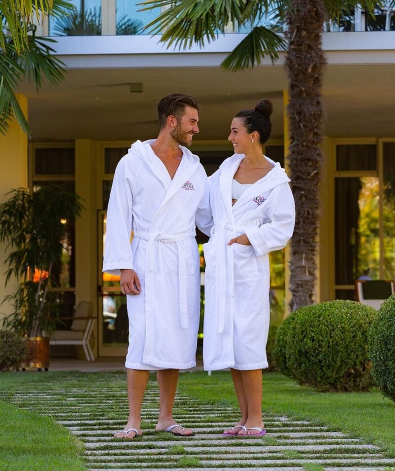 A relaxed couple in the hotel garden
