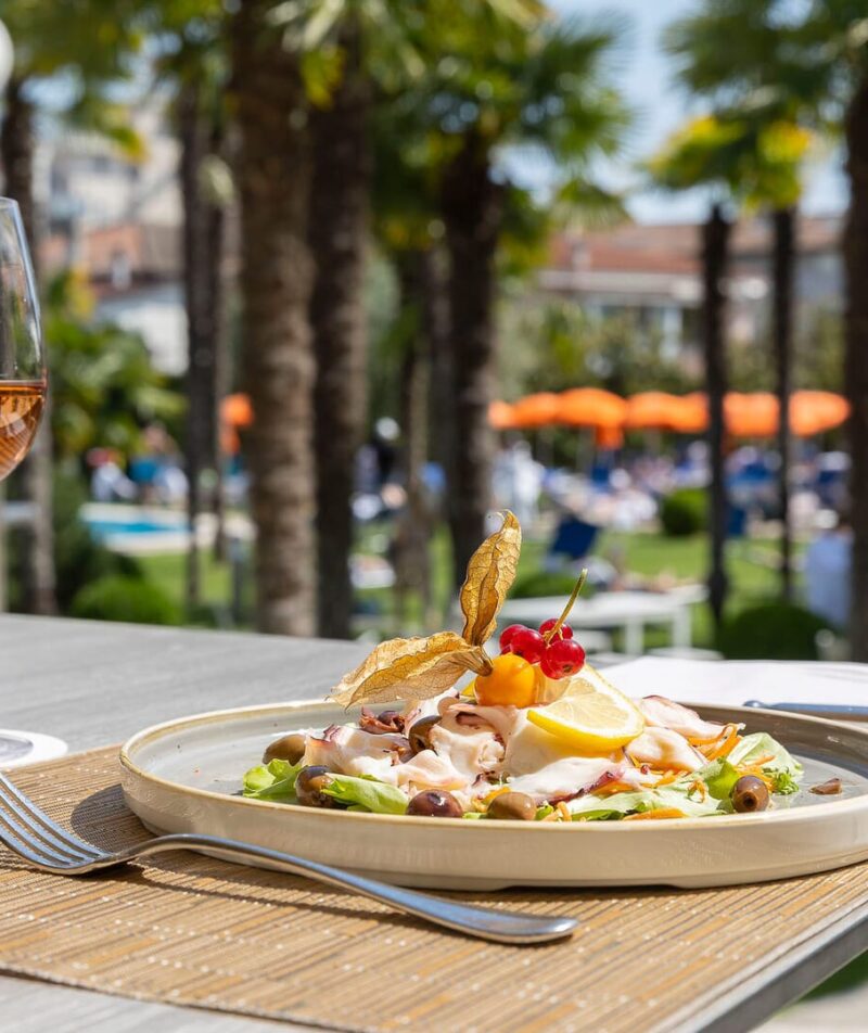 Gourmet outdoor lunch among the palm trees