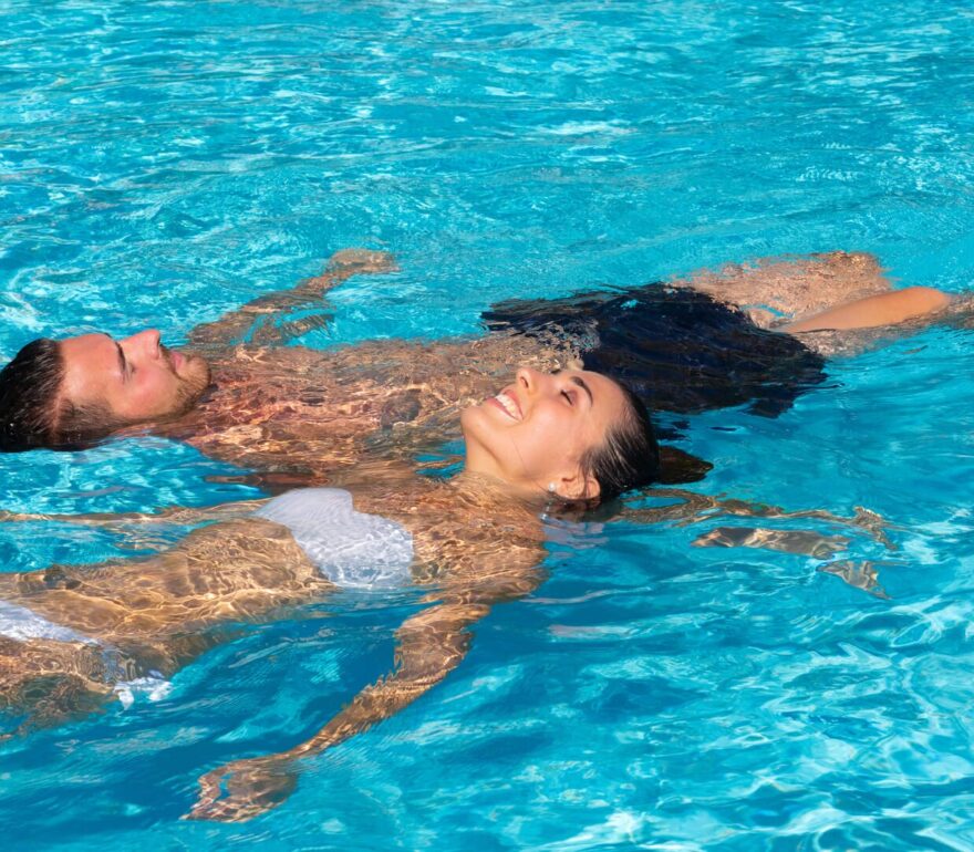 Guests relaxing in the thermal pool