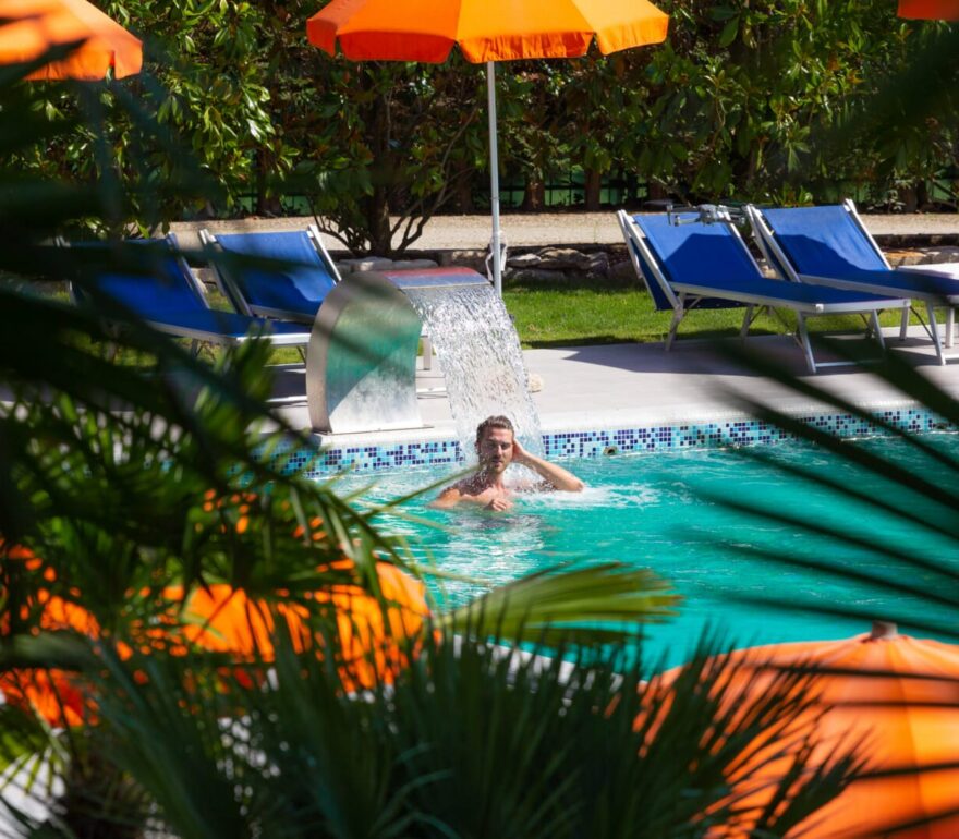 Relaxing outdoor thermal pool